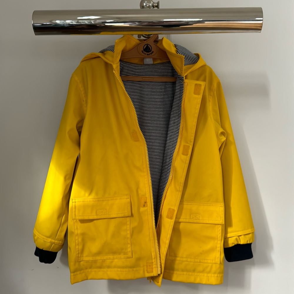 Petite Bateau traditional yellow hooded rain jacket